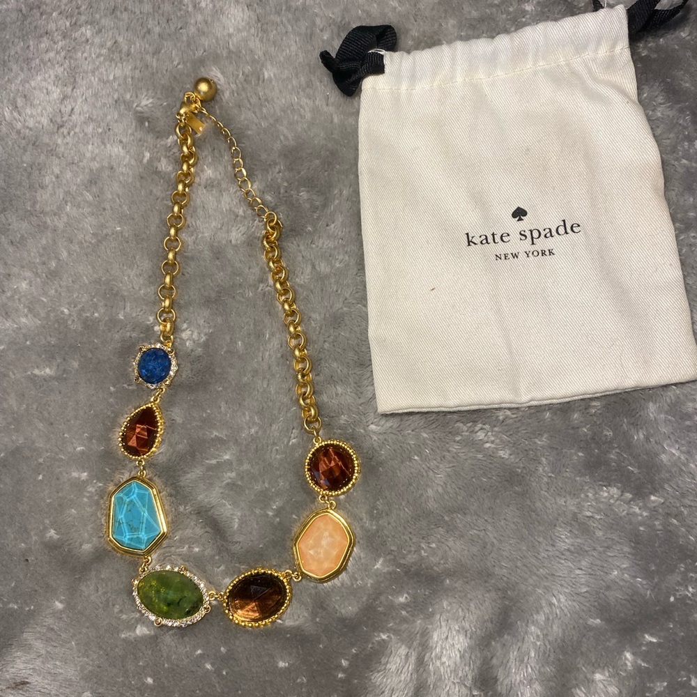 Kate Spade Gold Necklace with Colorful Gemstones